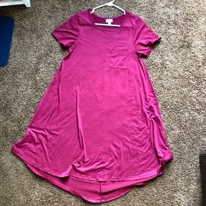LuLaRoe Carly High-Low Swing Dress, XS, Dark Pink